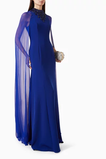 Kalypto Embellished Cape Gown