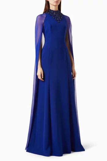 Kalypto Embellished Cape Gown