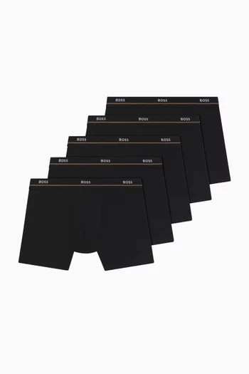 Logo Boxer Briefs in Cotton Blend, Set of 5