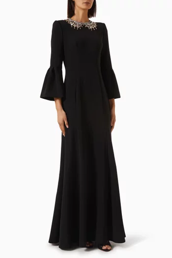 Embellished Neckline Mermaid Gown