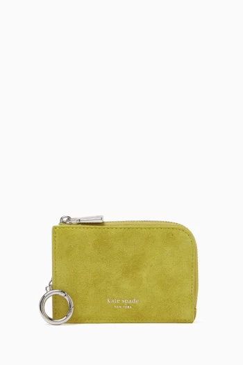 Mini Sue Zip Card Case in Suede
