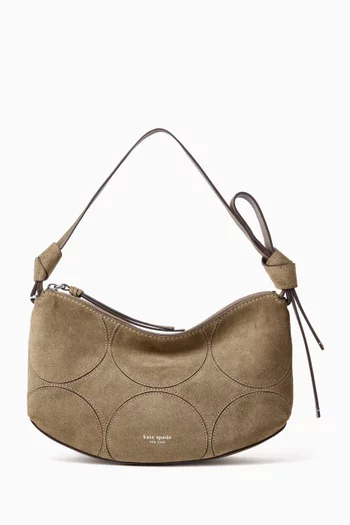 Loop Dot Patchwork Shoulder Bag in Suede