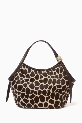 Small Deco Giraffe Tulip Tote Bag in Haircalf