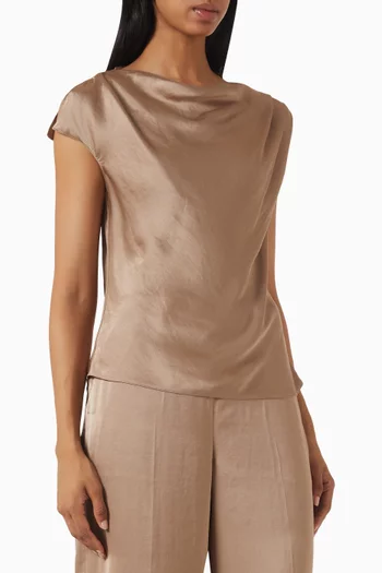 Cowl-neck Top in Crushed Satin