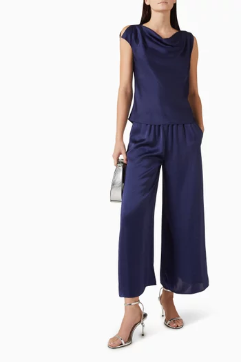 Crop Wide-leg Pants in Crushed Satin