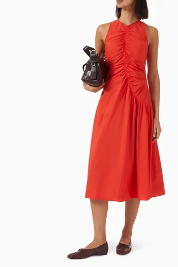 Asymmetrical Ruched Midi Dress