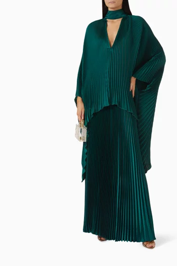 Empire High-neck Cape Pleated Top