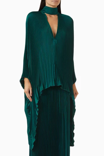 Empire High-neck Cape Pleated Top