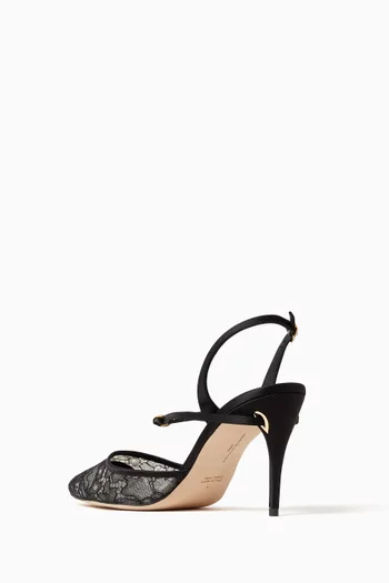 Vittoria 85 Slingback Pumps in Lace & Satin