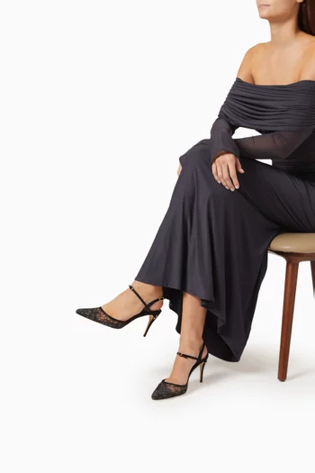 Vittoria 85 Slingback Pumps in Lace & Satin