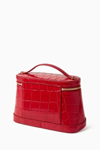 LE PETIT VANITY TOP HANDLE SMALL BAG IN CROC EMBOSSED SUEDE CALF LEATHER WITH REMOVABLE STRAP:Red:One Size|219931336
