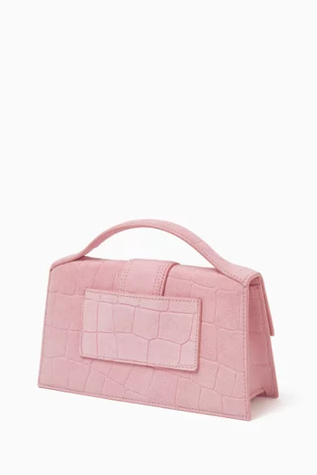 LE GRAND BAMBINO MEDIUM TOTE BAG IN SUEDE COW NUBUCK LEATHER WITH TOP HANDLE AND STRAP:Light/Pastel Pink:One Size|219931349