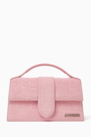 LE GRAND BAMBINO MEDIUM TOTE BAG IN SUEDE COW NUBUCK LEATHER WITH TOP HANDLE AND STRAP:Light/Pastel Pink:One Size|219931349