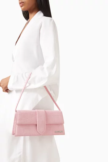The Long Bambino Shoulder Bag in Croc-embossed Leather