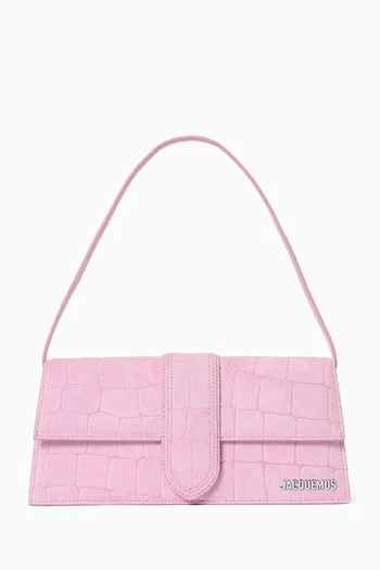 The Long Bambino Shoulder Bag in Croc-embossed Leather
