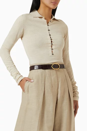 Calisson Belt in Croc-print Leather