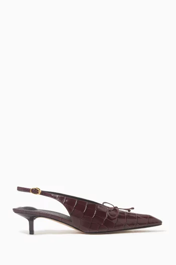 Cubisto B 35 Slingback Pumps in Croc-embossed Leather
