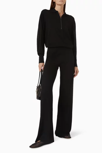 Kyle Flared Knit Pants in Wool & Silk