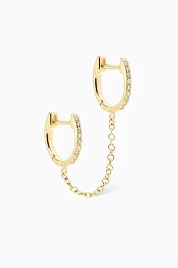 Mini Diamond Double Huggie Chain Single Earring in 14kt Yellow Gold