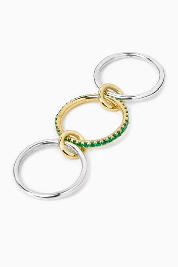 Tigris SG Emerald Ring in Sterling Silver & 18kt Gold