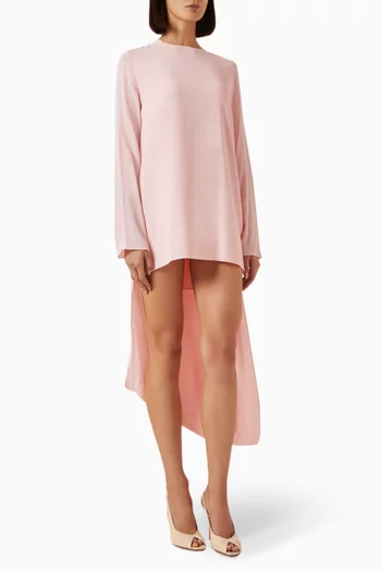 Elisenda High-low Mini Dress in Crepe