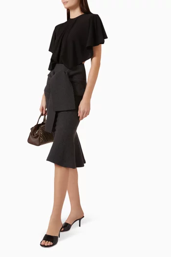 La Jupe Fiocco Midi Skirt in Wool-blend