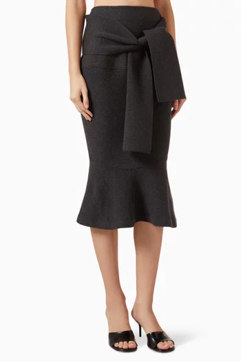 La Jupe Fiocco Midi Skirt in Wool-blend
