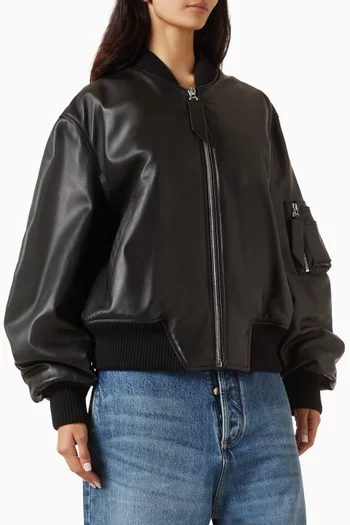 Anja Zip-up Bomber Jacket in Leather