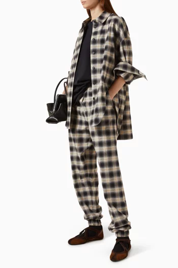 Checked Drawstring Pants in Cotton