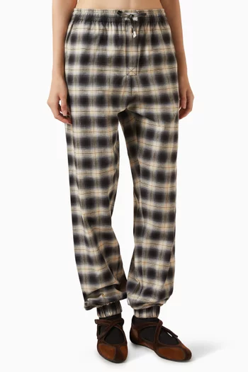 Checked Drawstring Pants in Cotton