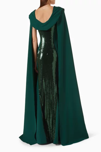 Cowl Shoulder Corseted Mermaid Gown