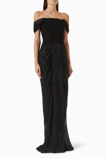 Corseted Off-shoulder Gown