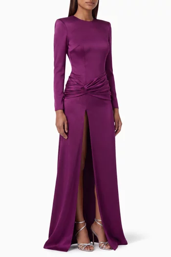 Knot Gown in Satin Crepe