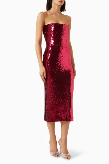 Strapless Sequin Mesh Dress