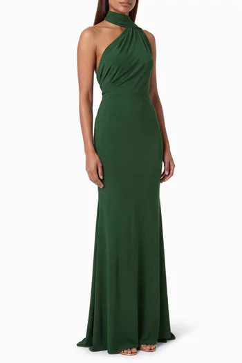 One-shoulder Scarf Gown in Dry Jersey