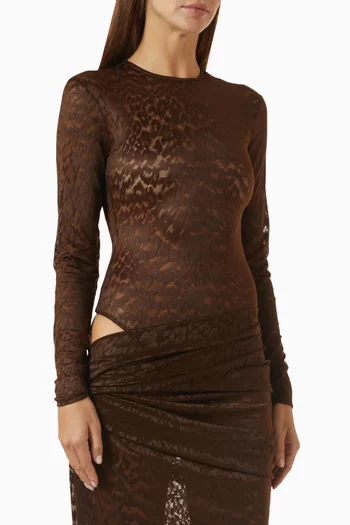 Long-sleeve Bodysuit in Leopard Lace