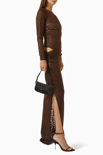 Asymmetric Drape Skirt in Leopard Lace