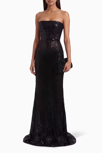 Strapless Drape Gown in Devoré