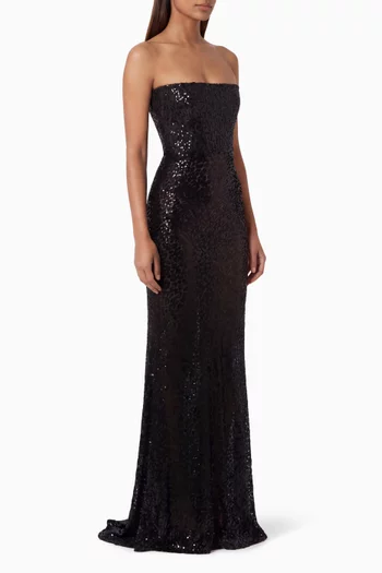 Strapless Drape Gown in Devoré