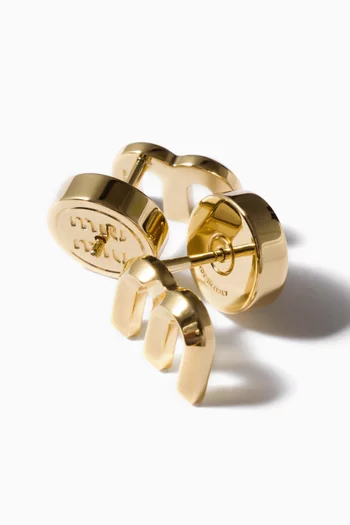 Logo Earrings in Brass