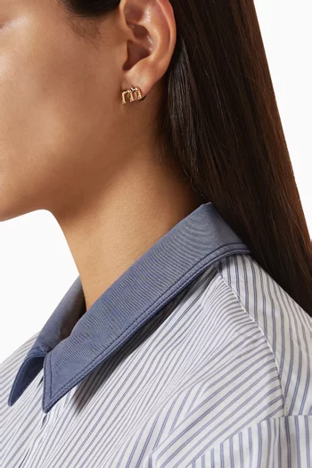Logo Earrings in Brass