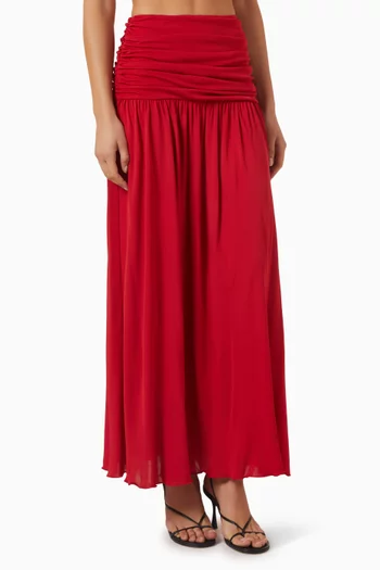 Draped Long Skirt in Viscose-jersey