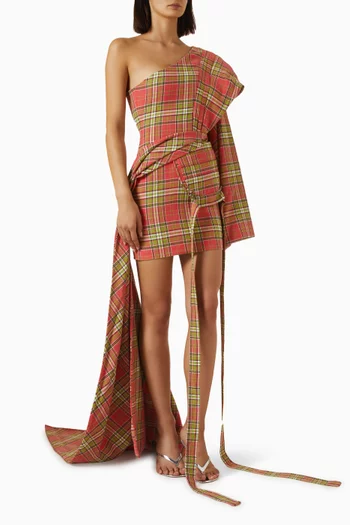Asymmetrical Kimono Mini Dress in Cotton