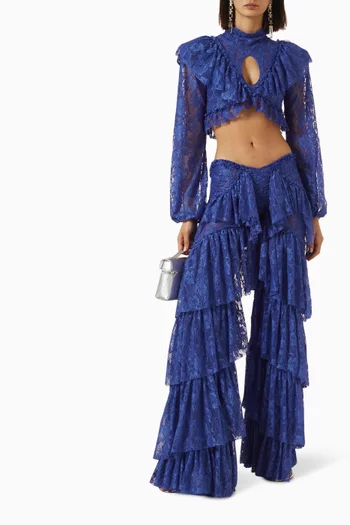 Floral Flare Pants in Lace