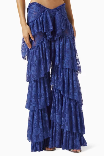 Floral Flare Pants in Lace