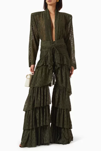 Floral Flare Pants in Lace