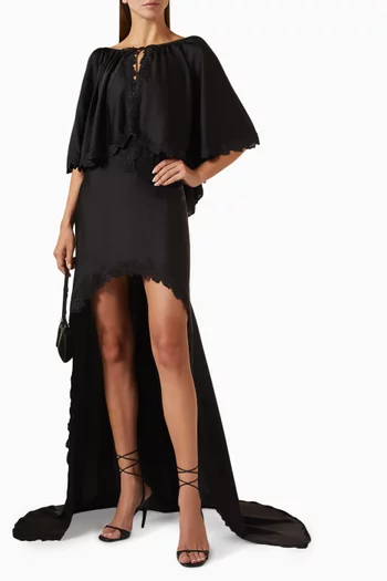 Cape Lace-trim Dess in Silk