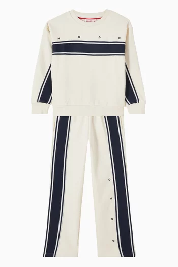 Striped Jogging Pants in Brushed Cotton