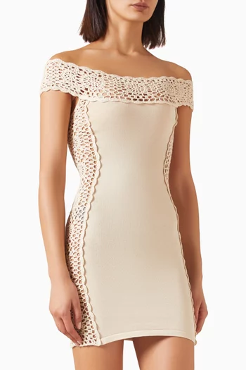 Fleur Crochet-knit Mini Dress