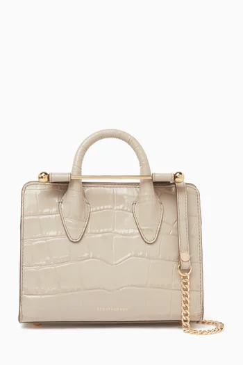 Nano Tote Bag in Large Croc-embossed Leather